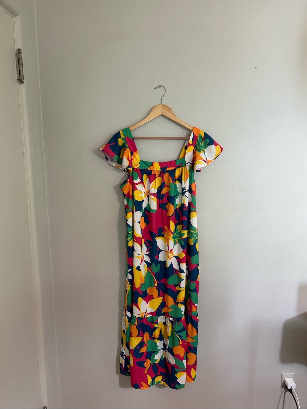 Vibrant Multi-Color Floral Maxi Dress with Square Neck